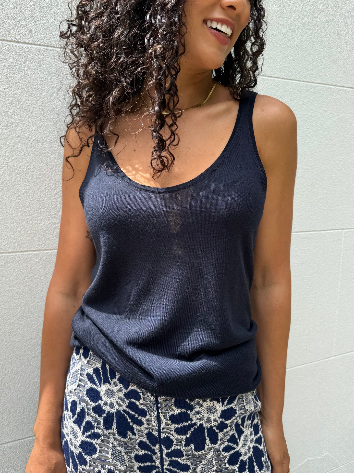 Chloe Navy Wool Singlet Size M