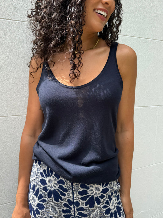 Chloe Navy Wool Singlet Size M