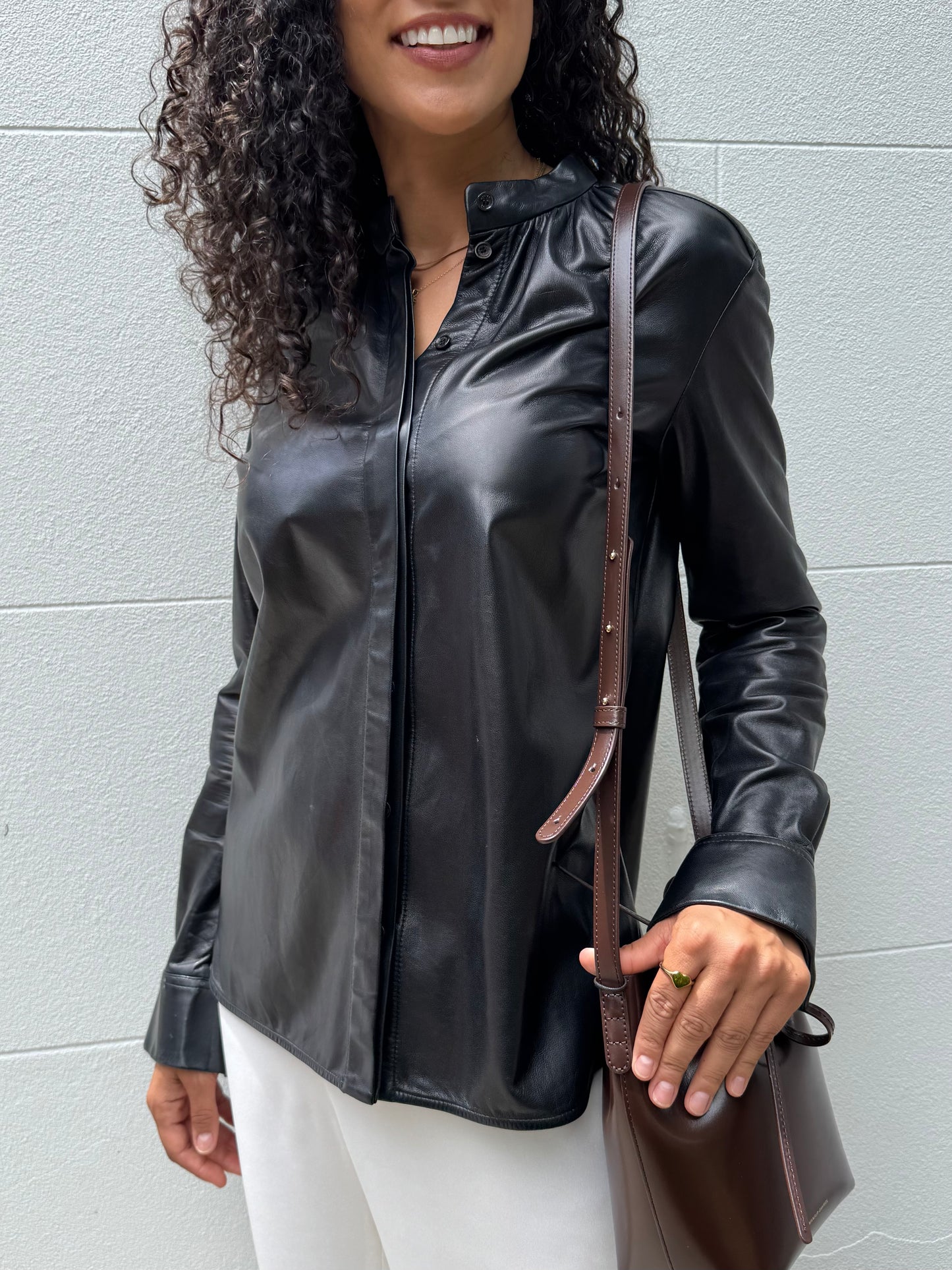 Celine Leather Button Shirt size 38