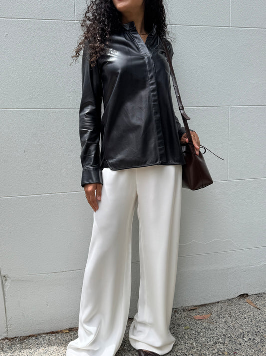 Carl Kapp White Wide Silk Pant Size M