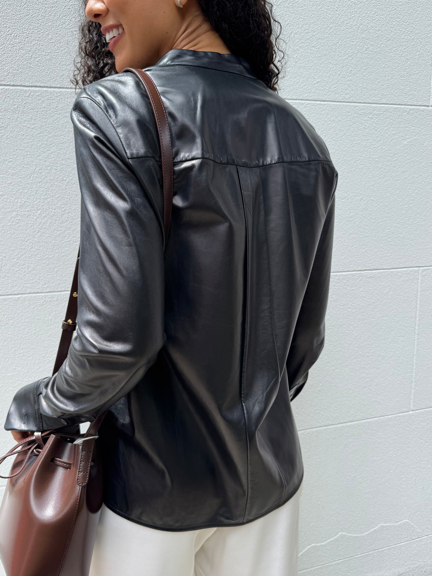 Celine Leather Button Shirt size 38