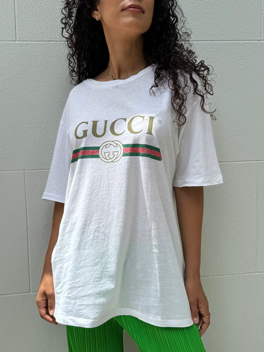 Gucci Distressed Logo Tee Shirt Size L