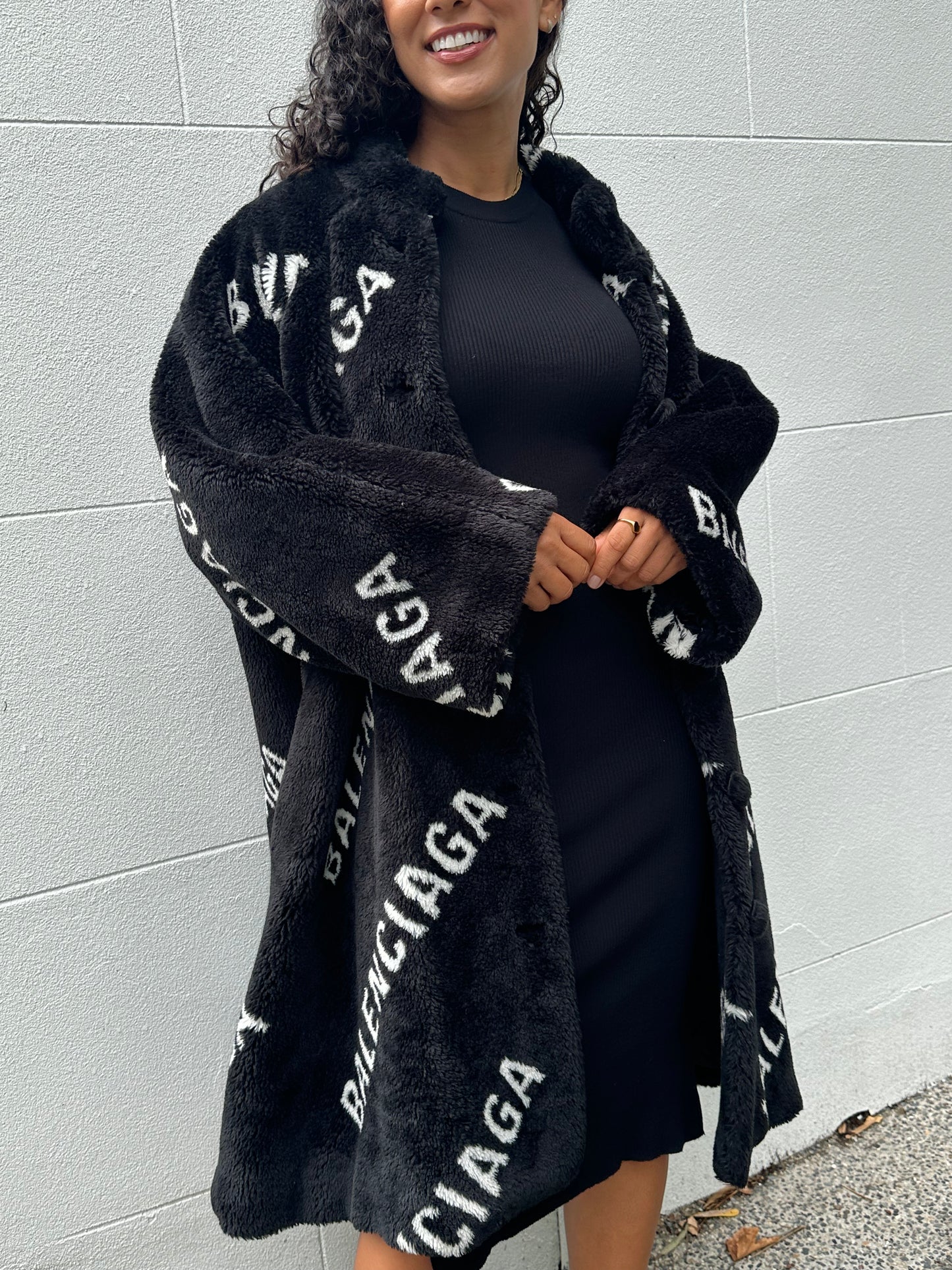 Balenciaga Long Logo Coat Size 38