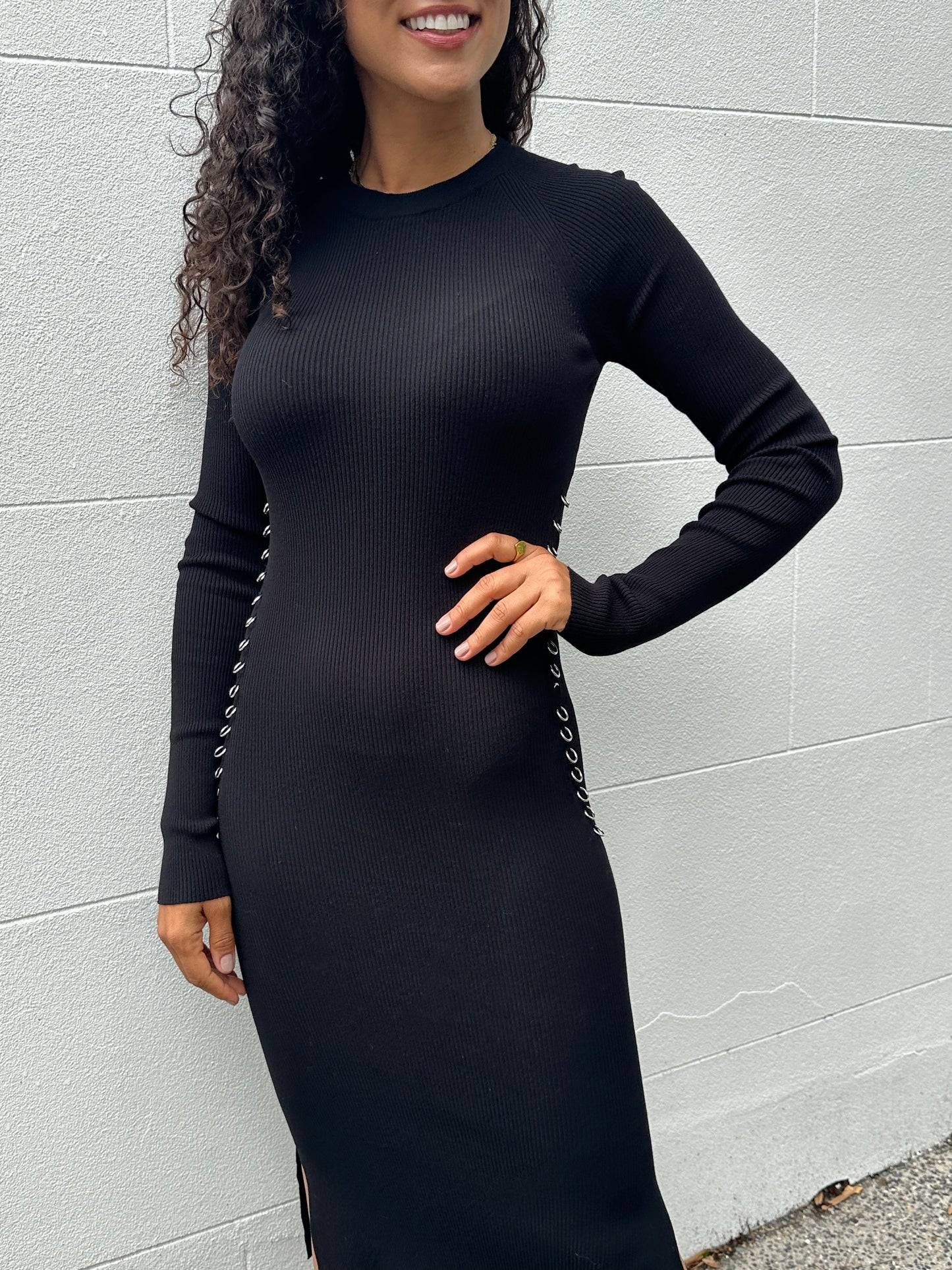 Mugler Black Chain Knit Dress Size S