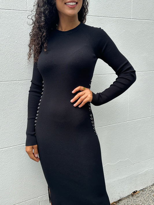 Mugler Black Chain Knit Dress Size S