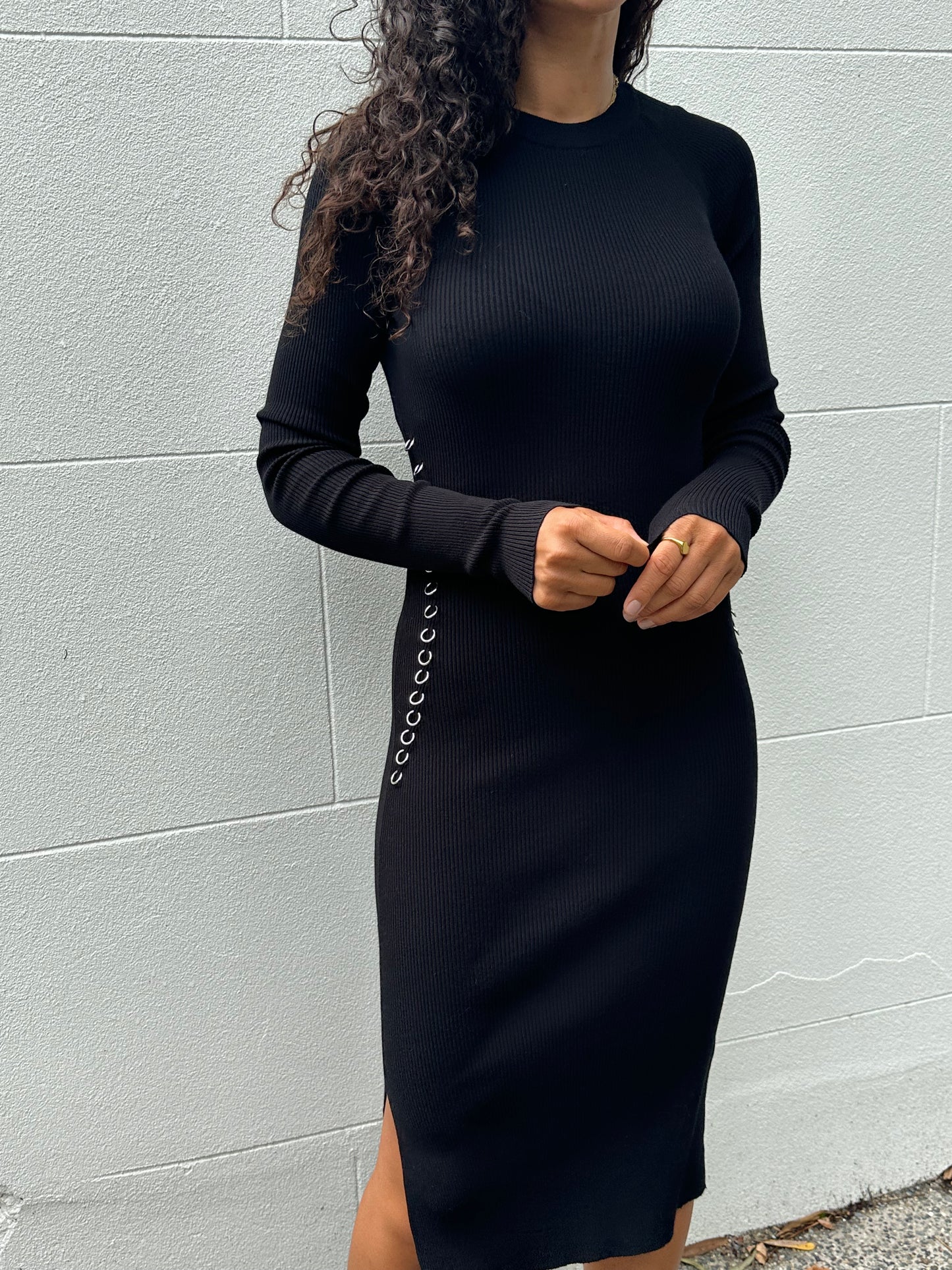 Mugler Black Chain Knit Dress Size S