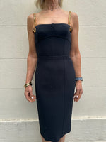 Tom Ford Gold Chain Strap Black Dress Size 36