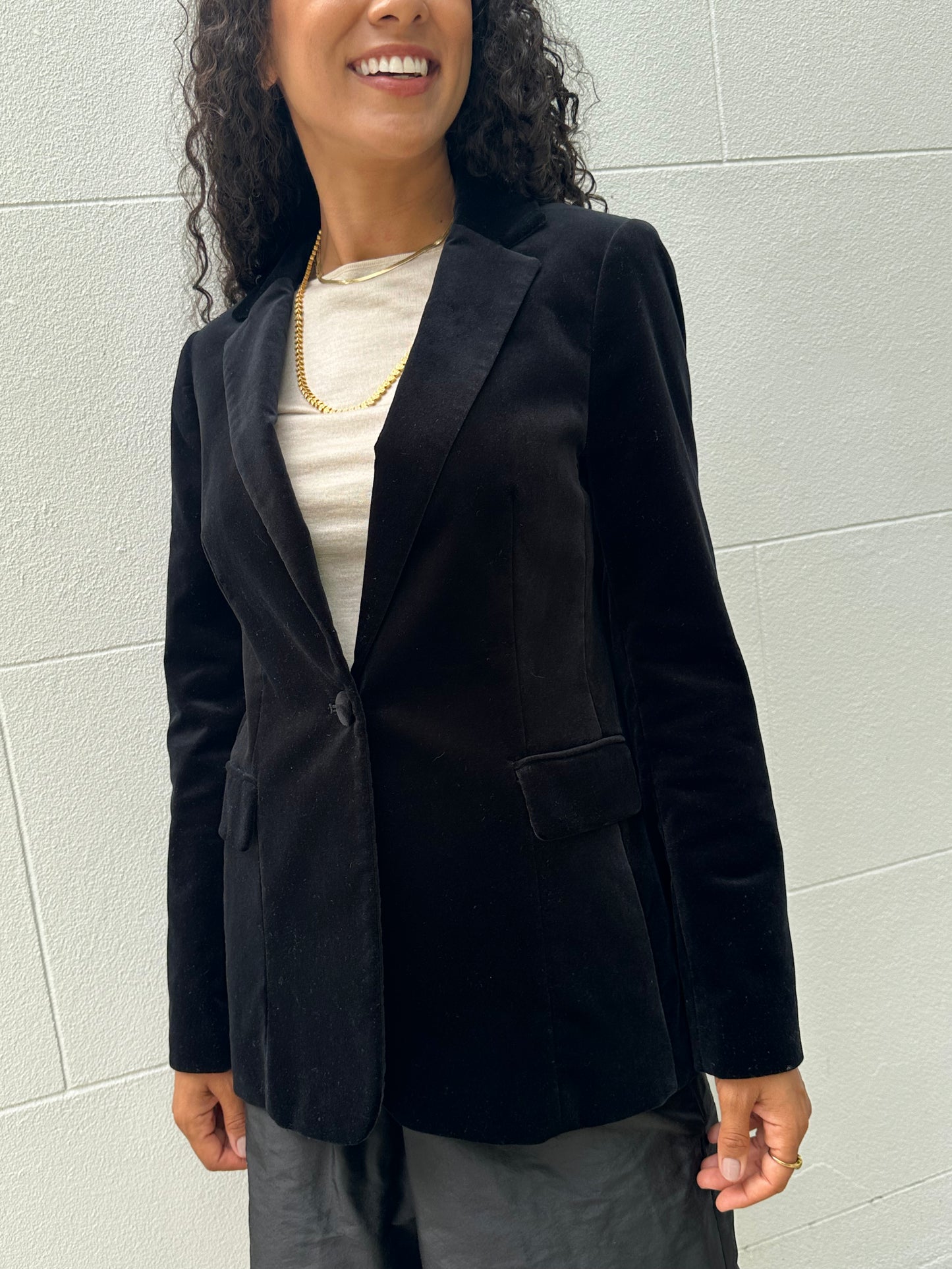 Frame Black Velvet Jacket Size 8