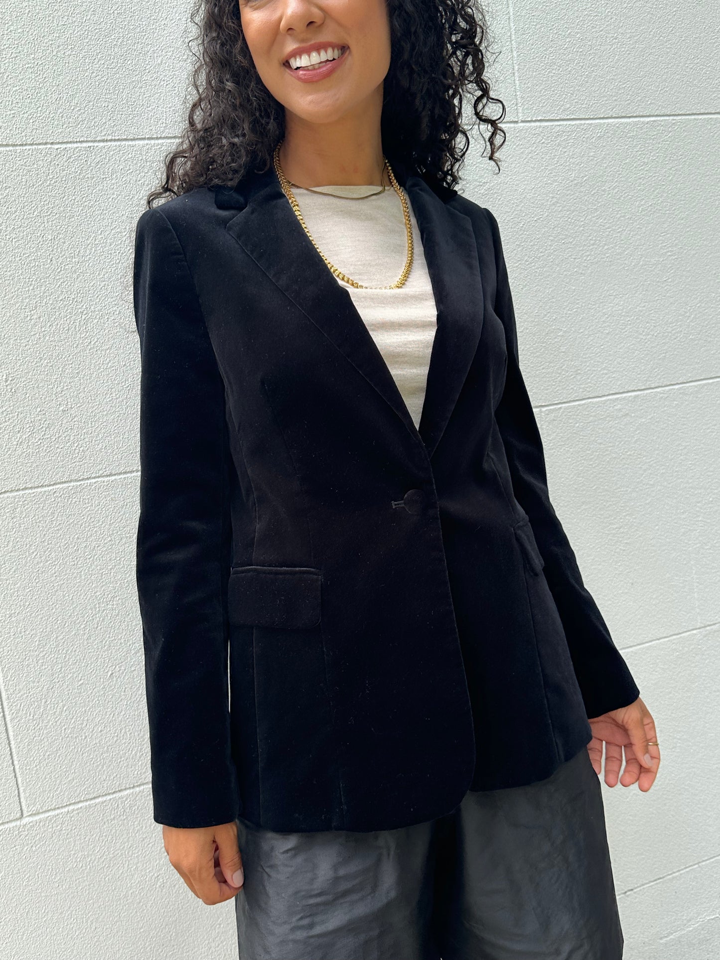 Frame Black Velvet Jacket Size 8