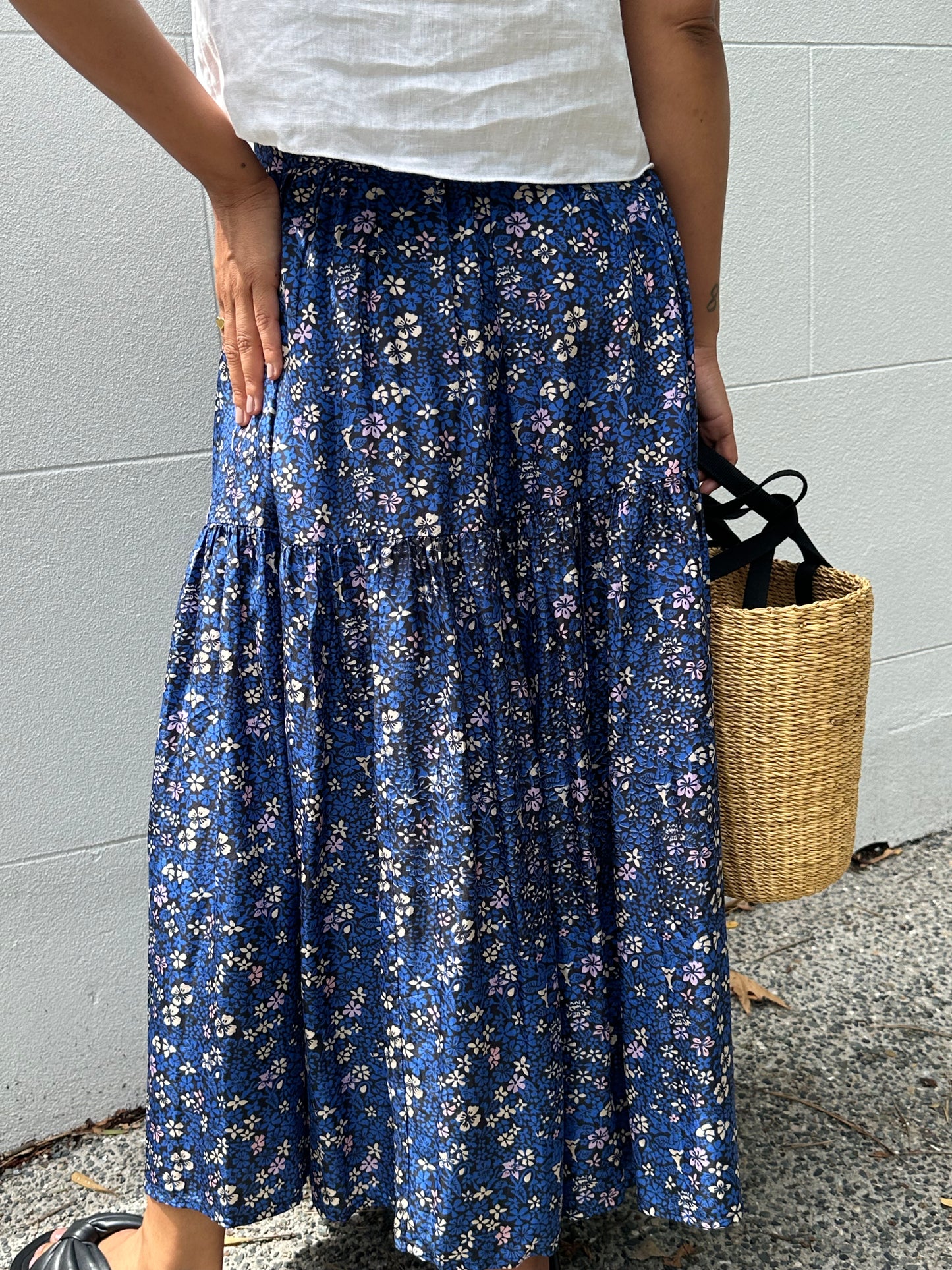 Apiece Apart Blue Floral Skirt Size US 6