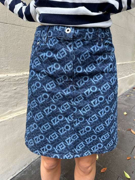 Kenzo Logo Denim Skirt Size 28