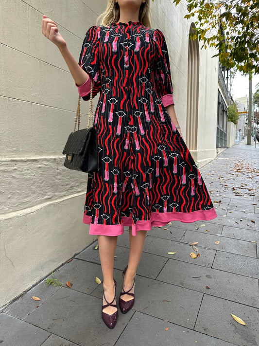 Valentino Lipstick Print Dress Size 44