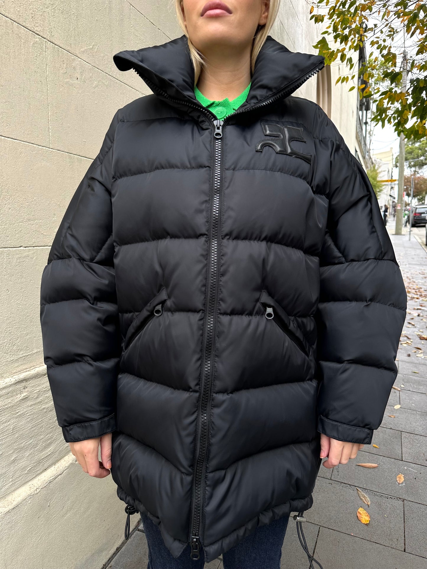 Courreges Reedition Oversize Black Puffer Coat Size M