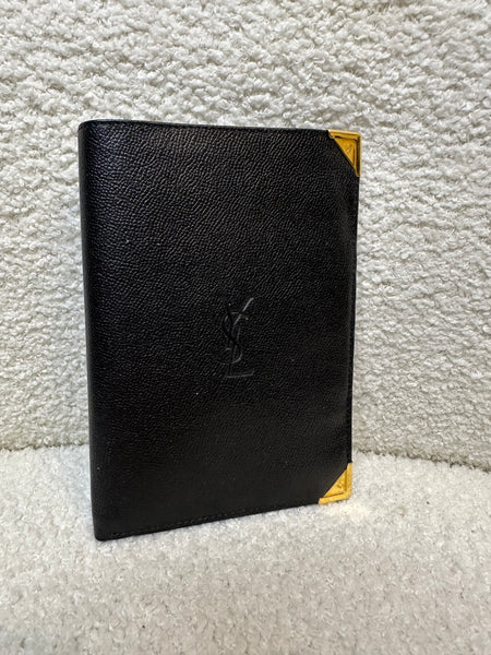 YSL Black Leather Passport Wallet