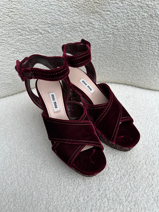 Miu Miu Burgundy Platforms Size 36