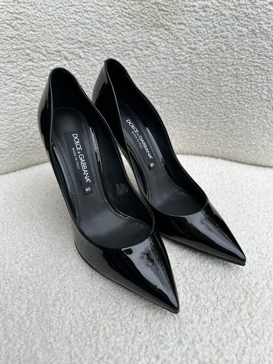 Dolce & Gabbana Black Patent Heel Size 40