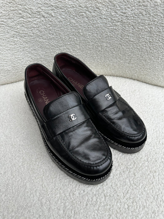 Chanel Black Loafers Size 38