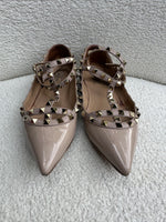 Valentino Beige Patent Rockstud Flats Size 38.5