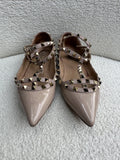 Valentino Beige Patent Rockstud Flats Size 38.5