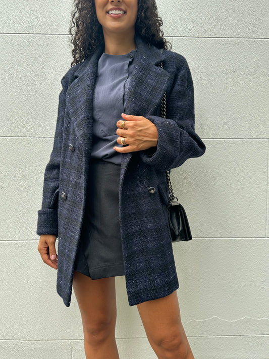 Chanel Navy Tweed Jacket Size 34