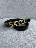 Chanel Patent Logo Black Belt Size 75