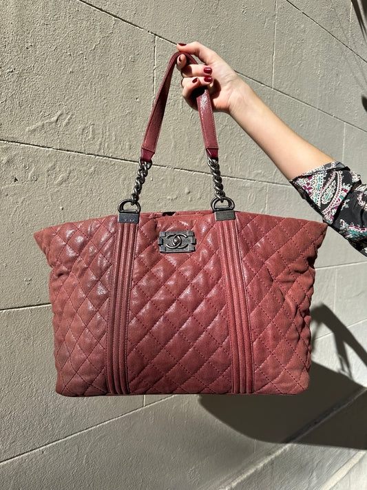Chanel Burgundy Boy Tote Bag