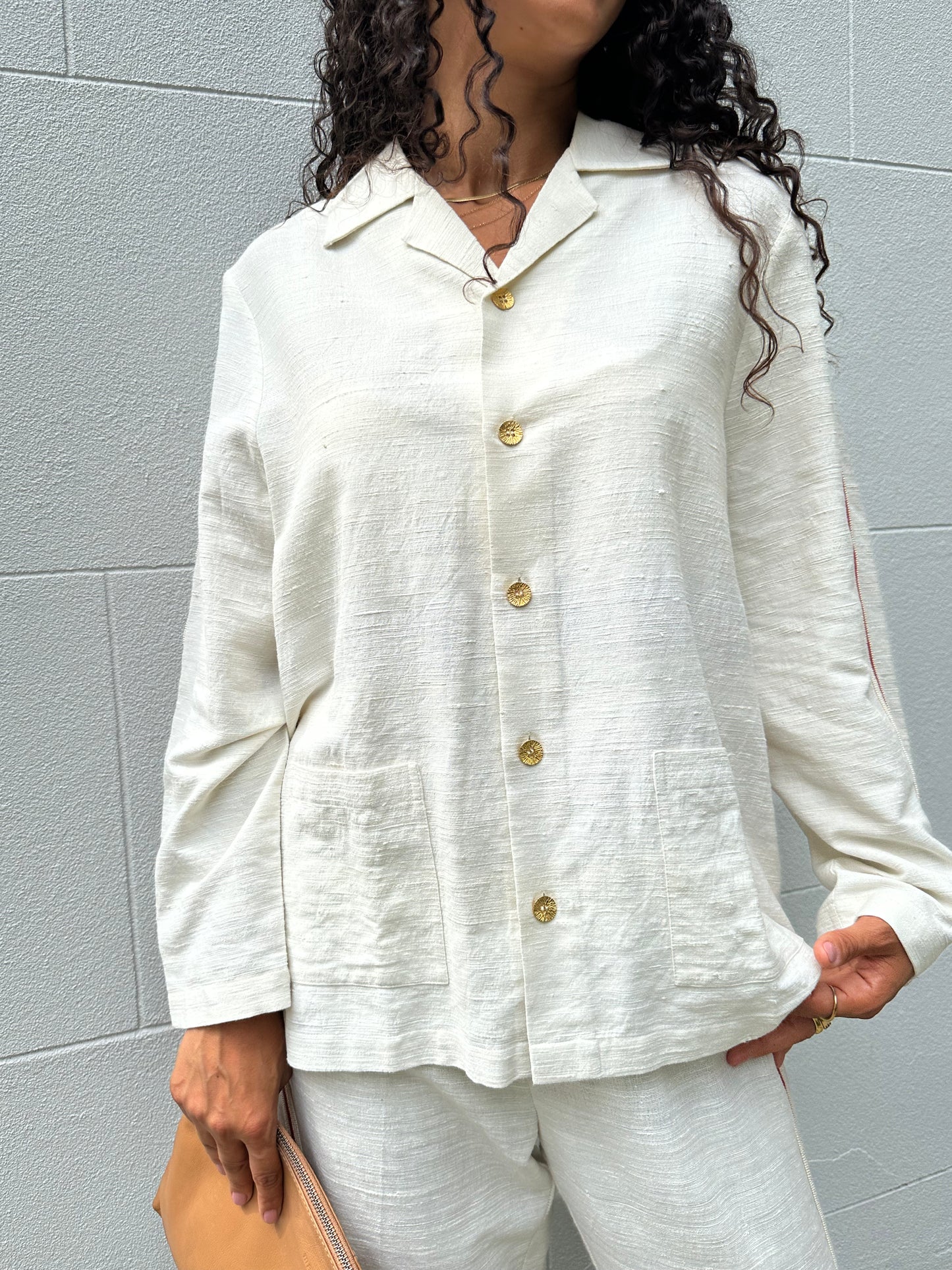 Lucy Folk Ivory Beaded Pant Set Size M/L