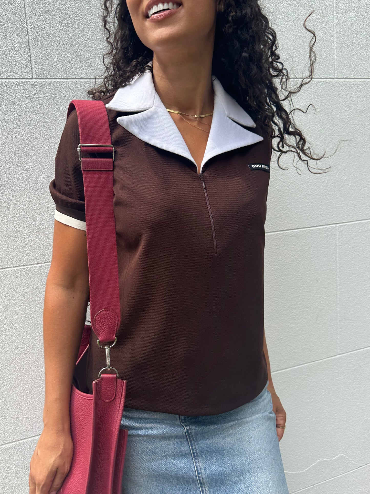 Miu Miu Zip Collar Top Size 40