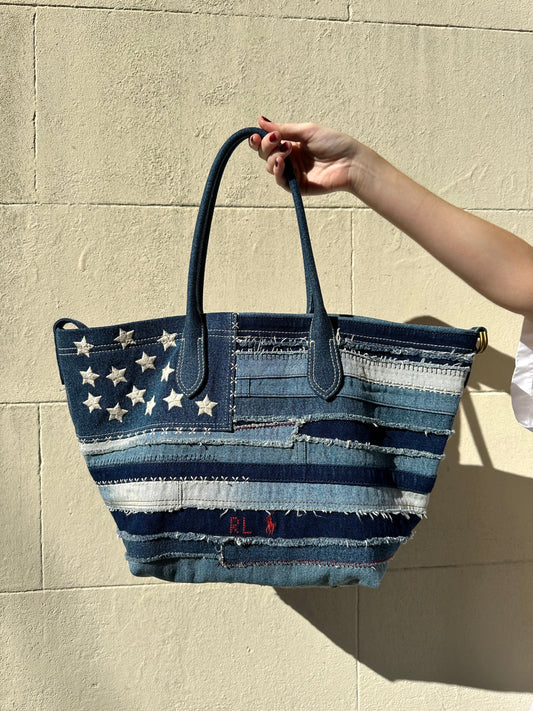 Ralph Lauren Polo Denim Patch Tote Bag