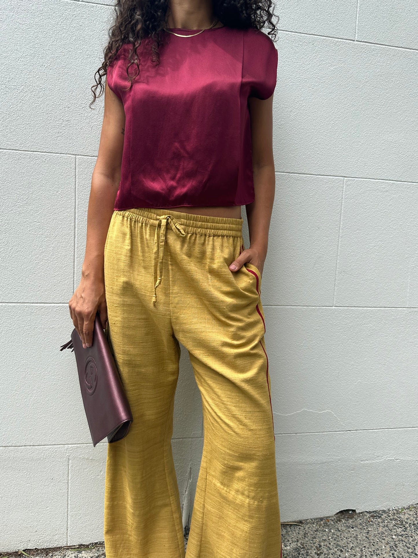 Lucy Folk Gold Trim Pant Size L
