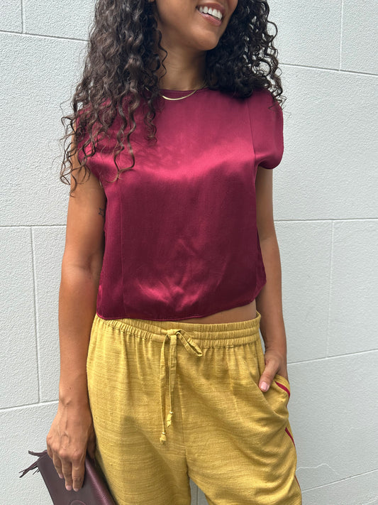 Beare Park Burgundy Silk Tops Size 8