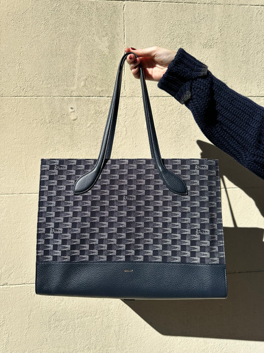 Bally Bar Navy Tote Bag