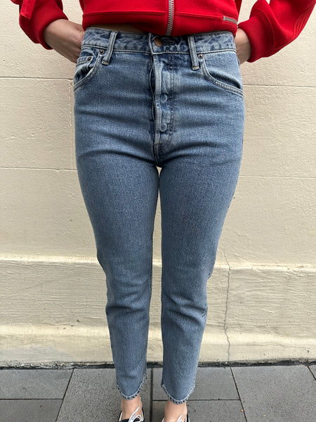 Bassike Blue Washed Crop Jean