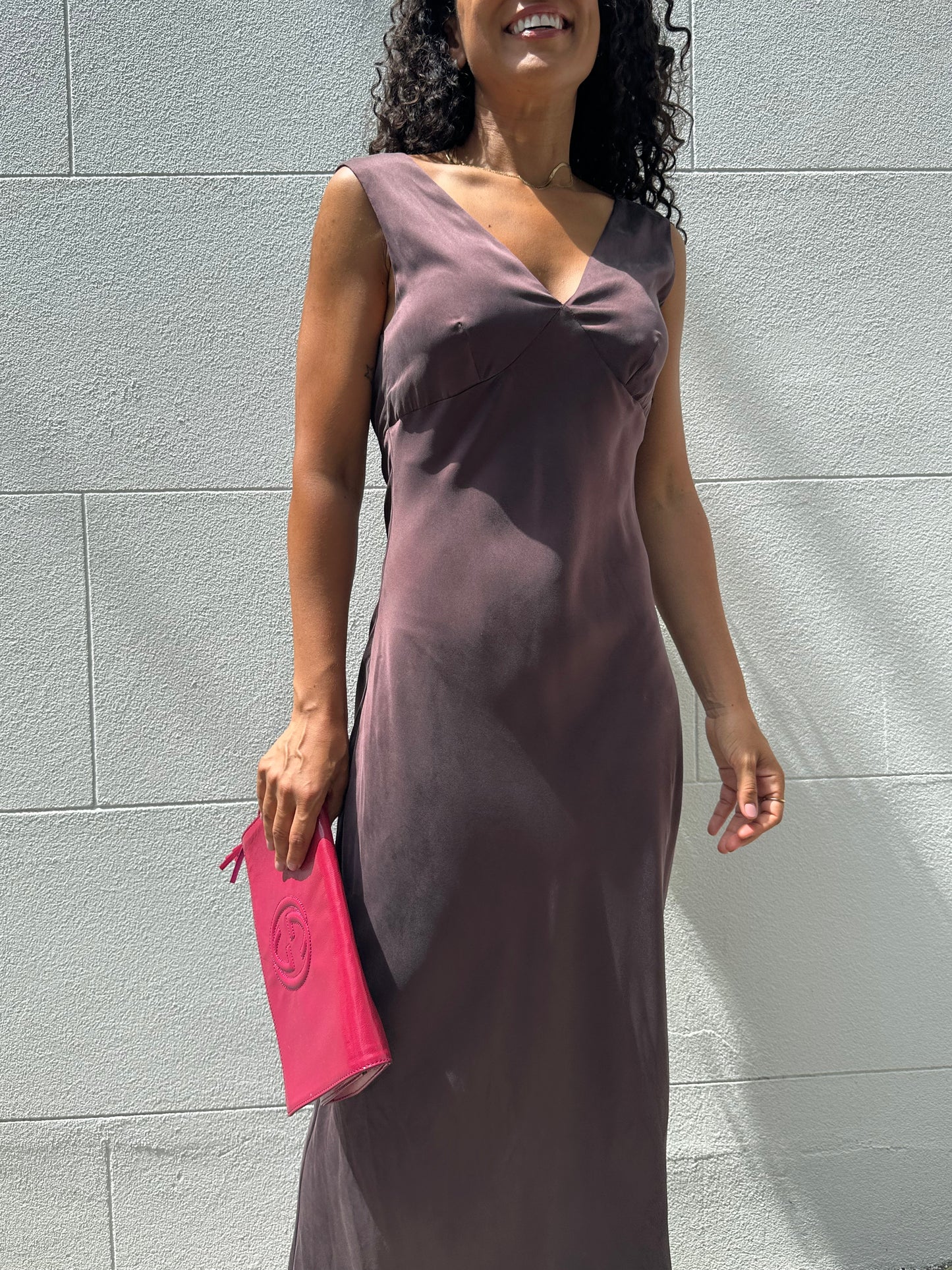 Silk Laundry Brown/Burgundy Silk Dress Size S