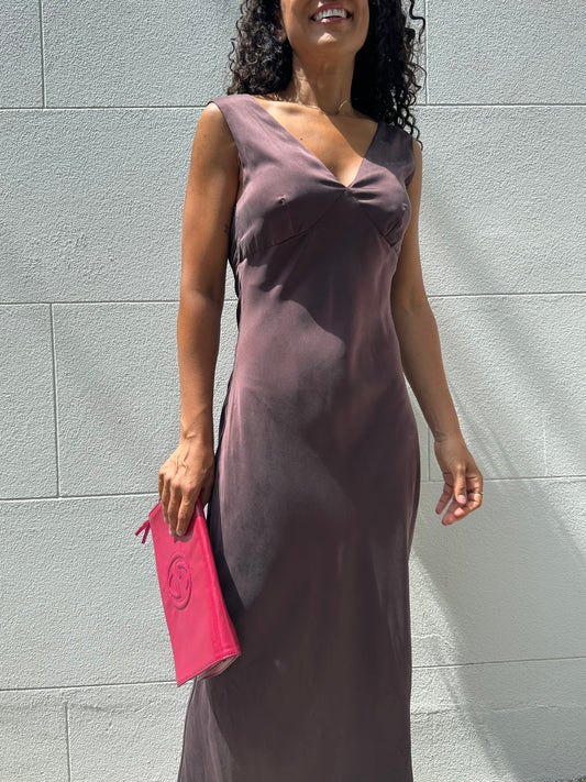 Silk Laundry Brown/Burgundy Silk Dress Size S