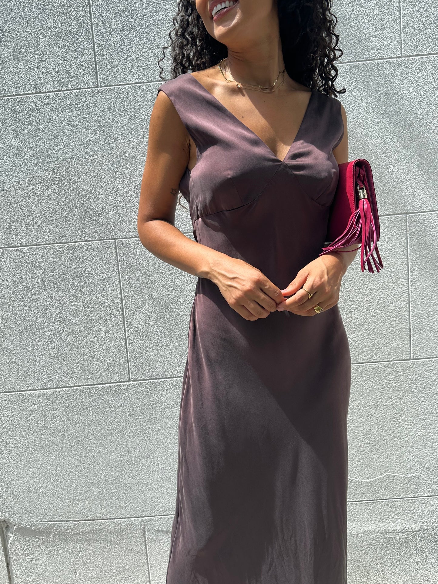 Silk Laundry Brown/Burgundy Silk Dress Size S