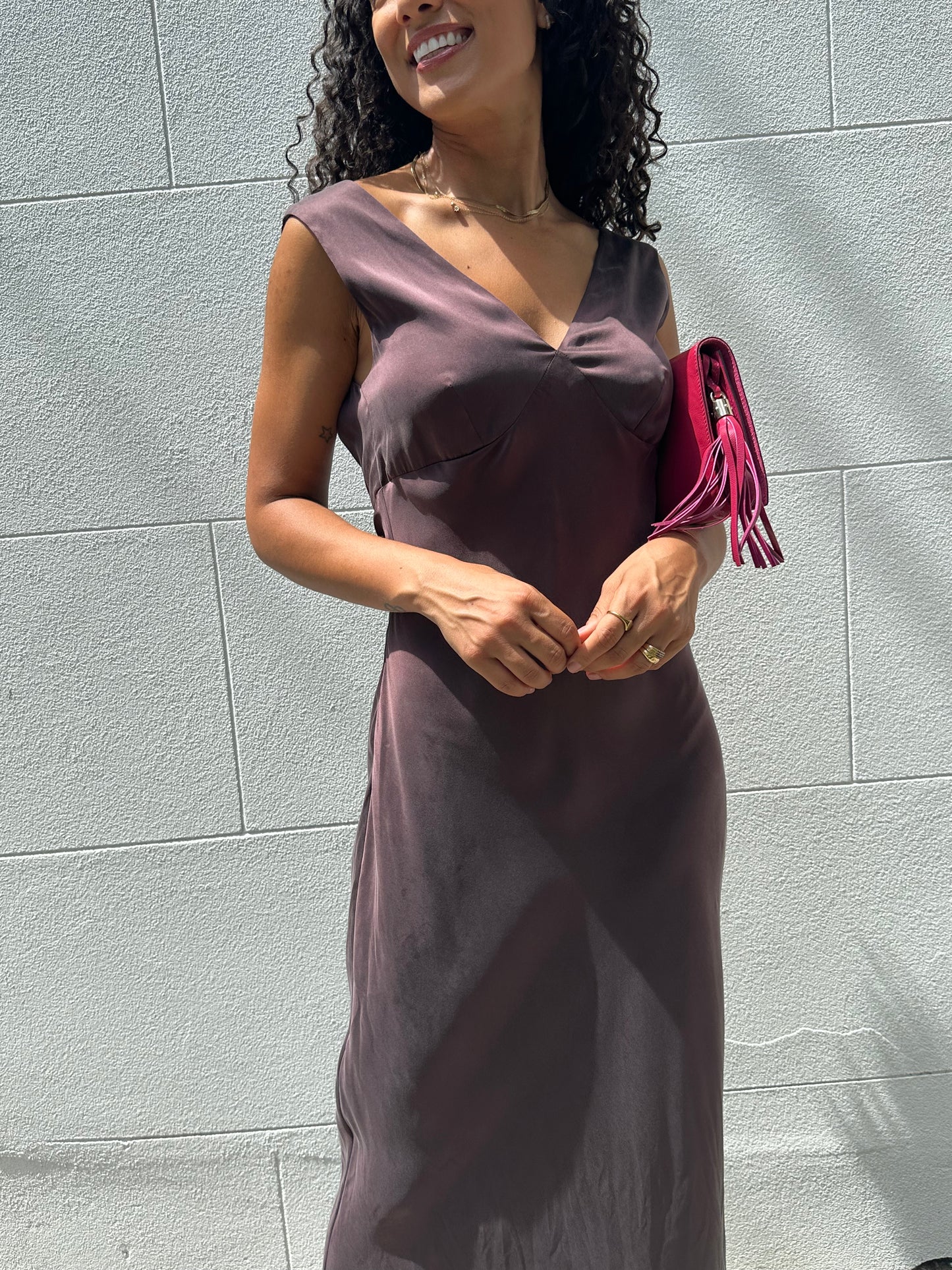 Silk Laundry Brown/Burgundy Silk Dress Size S