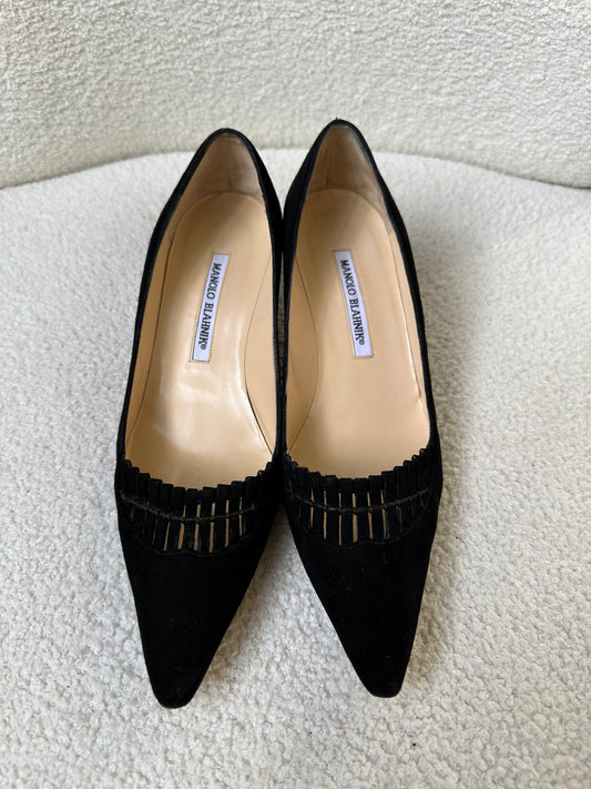 Manolo Blahnik Back Suede Pumps Size 38.5