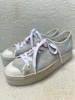 DOF Suede blue and White Platform Sneakers Size 38