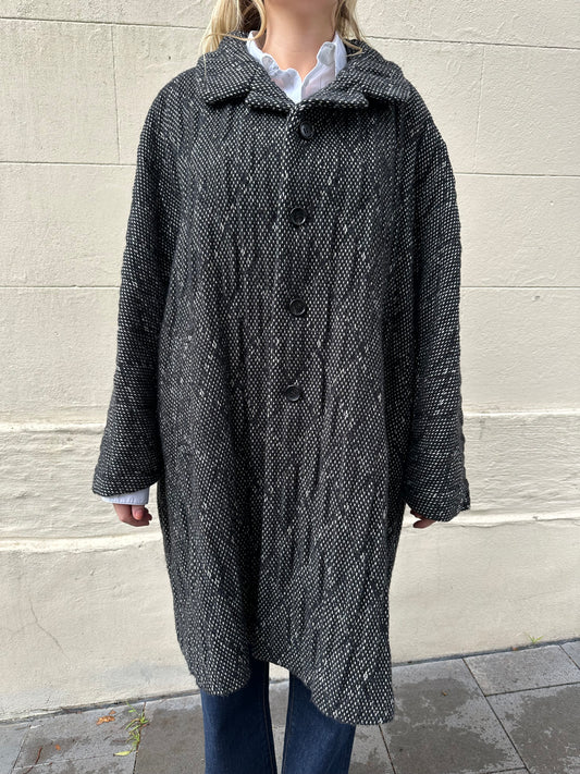Comme des Garcons Black and White Wool Coat Size S