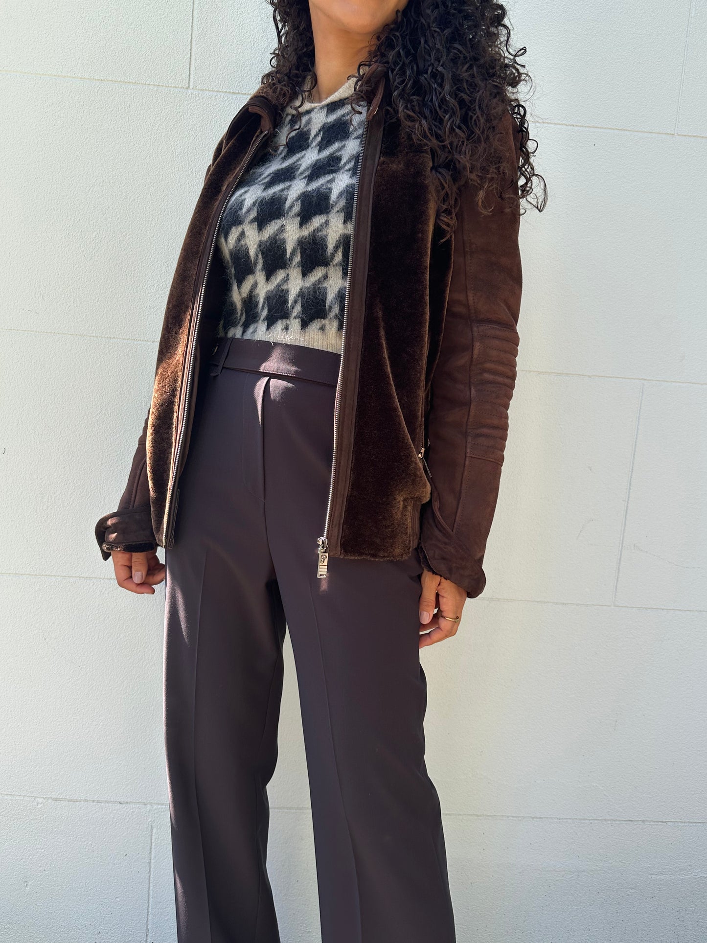 Versace Brown Suede Bomber Jacket Size M