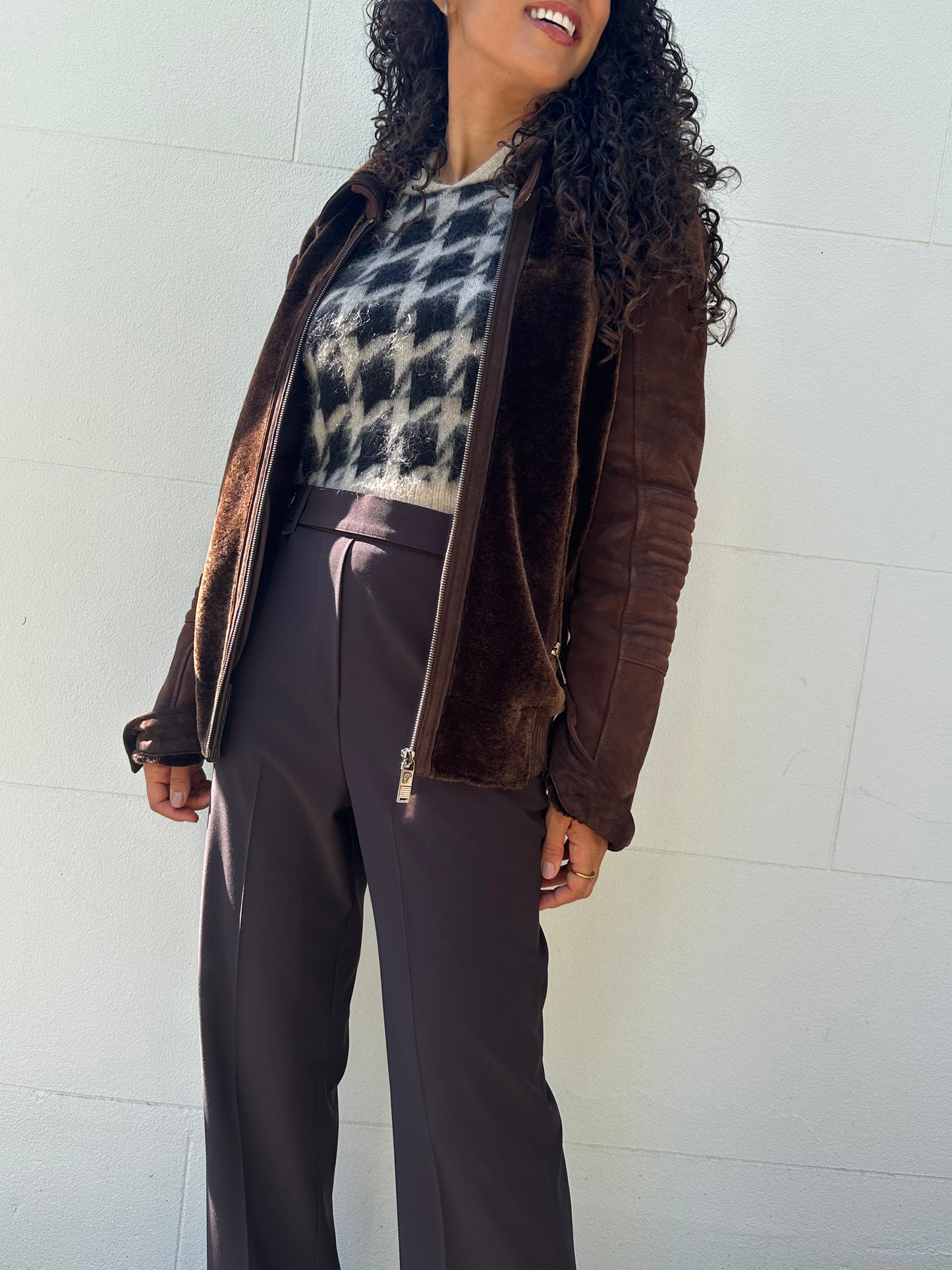 Versace Brown Suede Bomber Jacket Size M