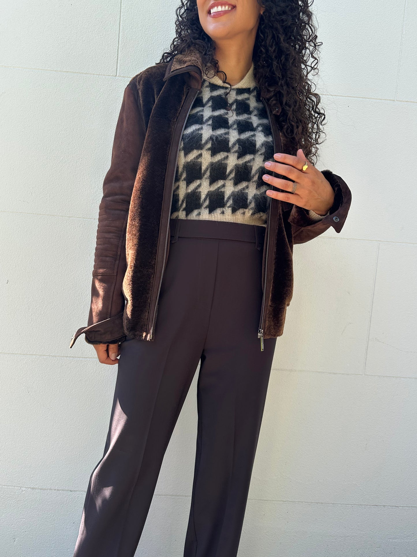 Versace Brown Suede Bomber Jacket Size M