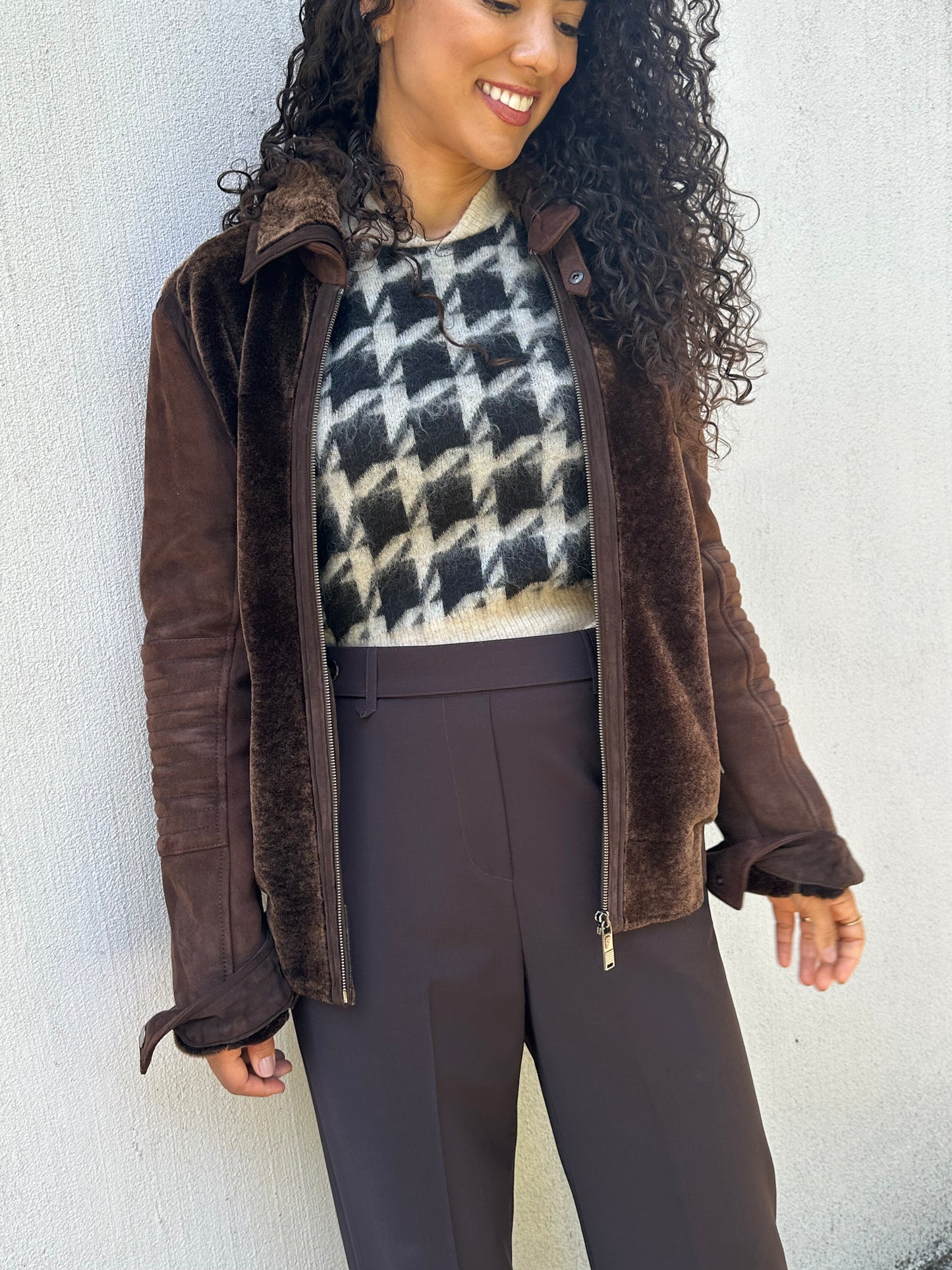 Versace Brown Suede Bomber Jacket Size M