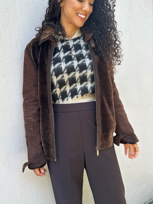 Versace Brown Suede Bomber Jacket Size M