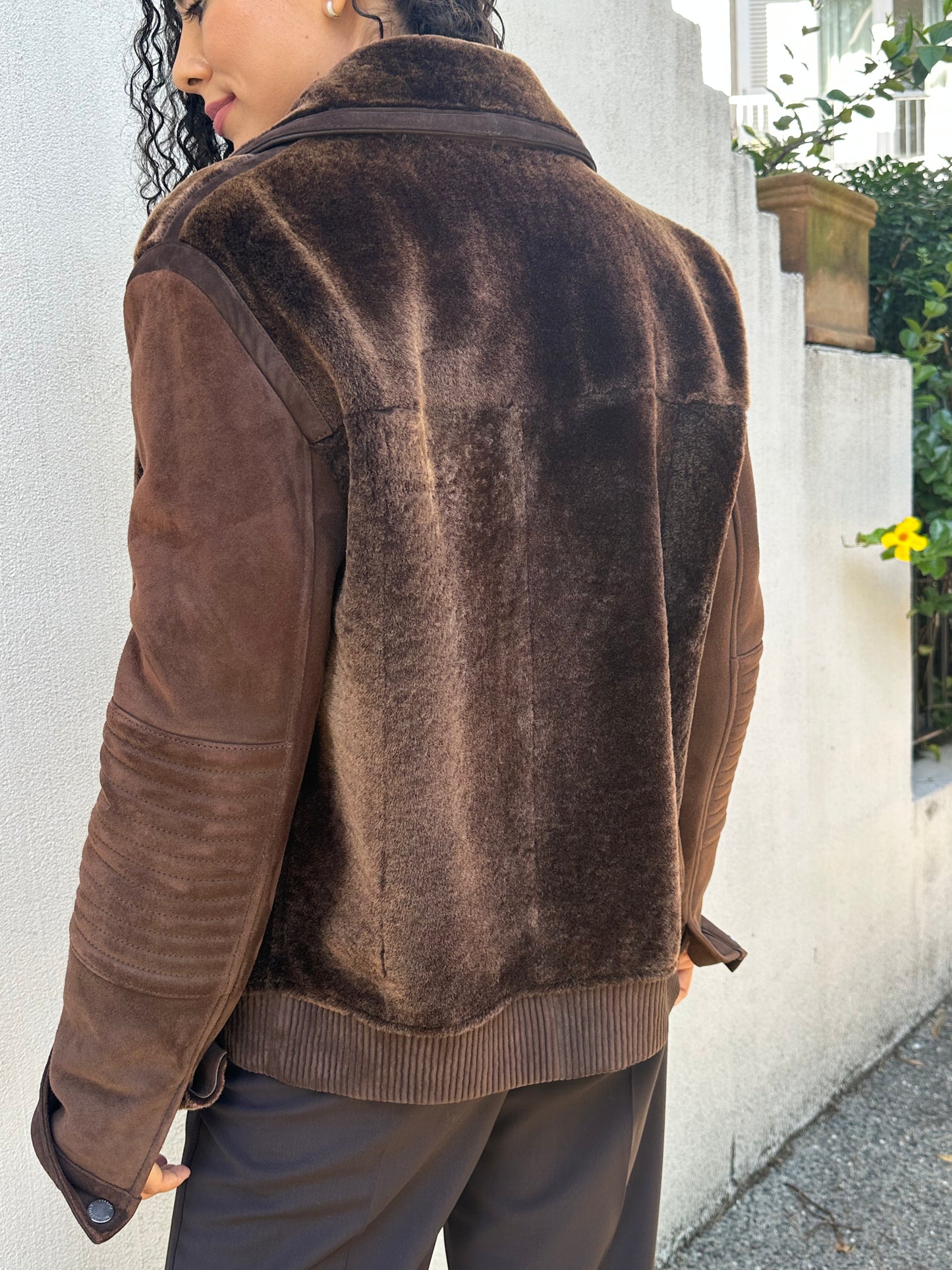 Versace Brown Suede Bomber Jacket Size M