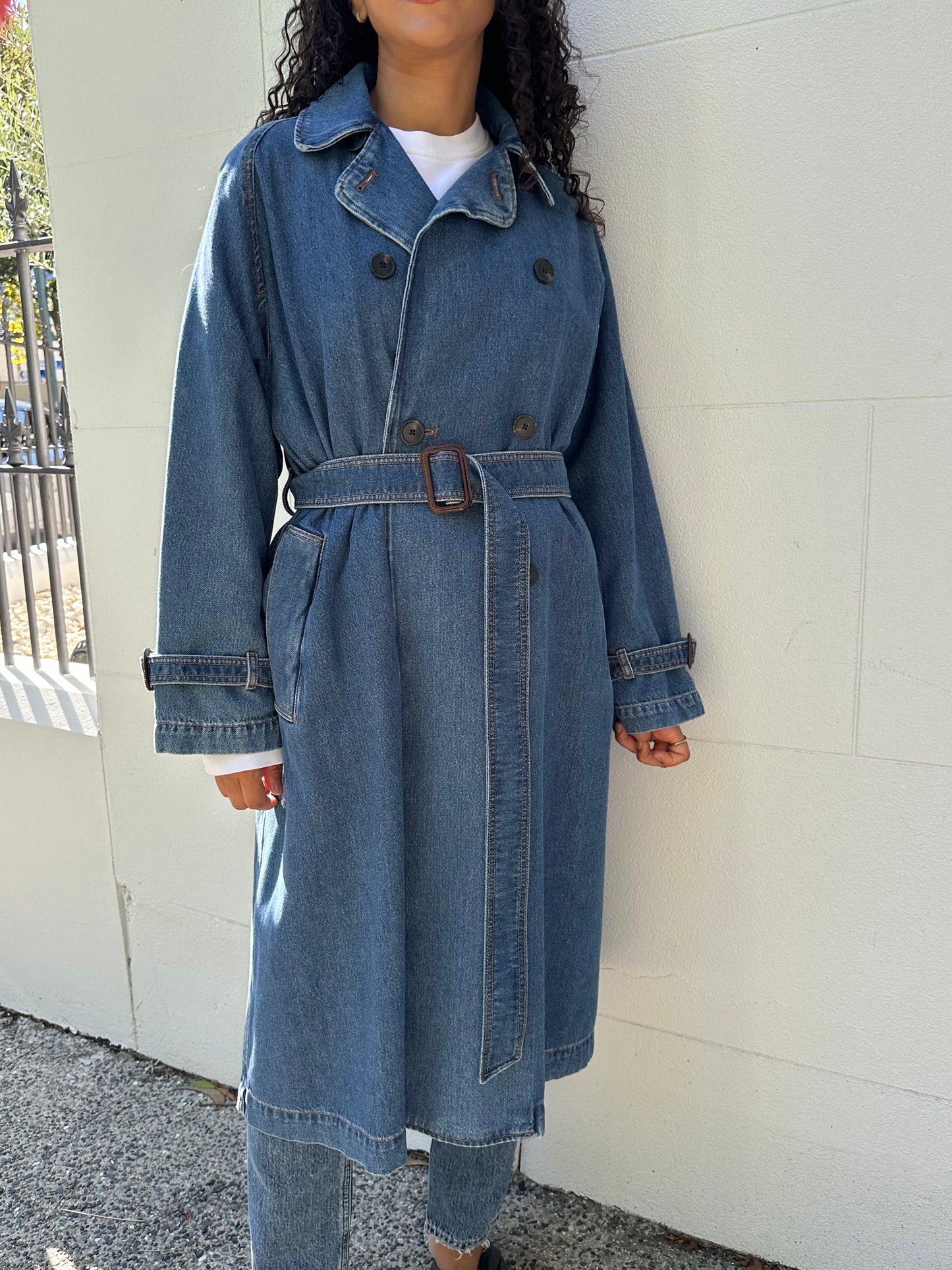 Max Mara Denim Trench Coat Size 44
