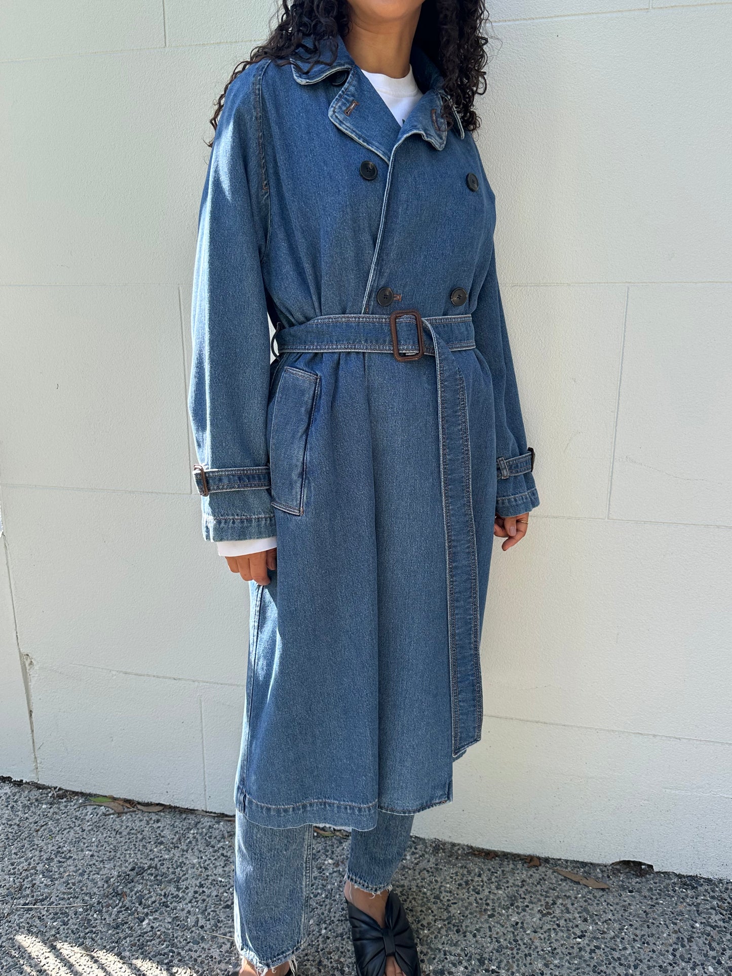 Max Mara Denim Trench Coat Size 44