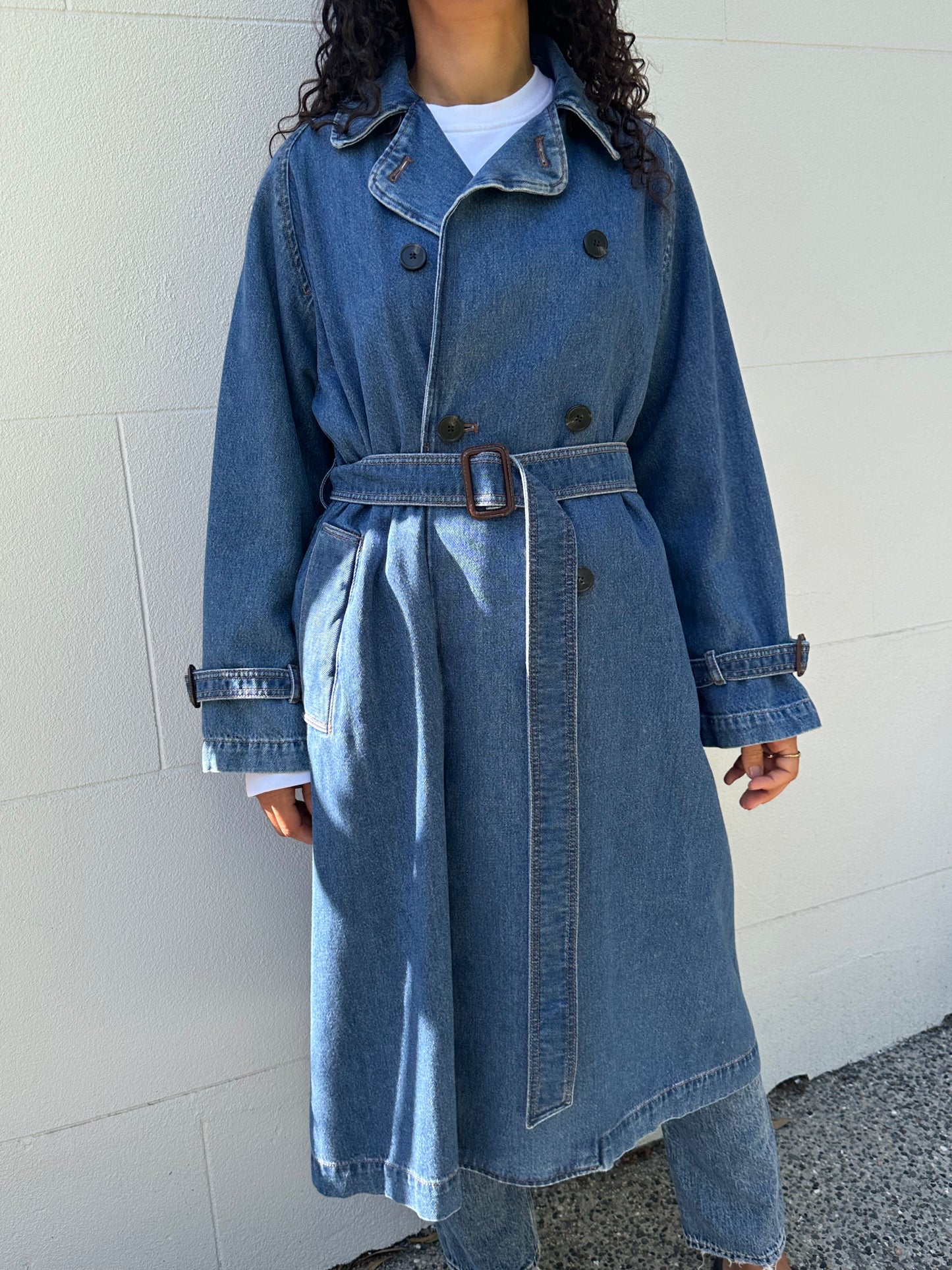 Max Mara Denim Trench Coat Size 44