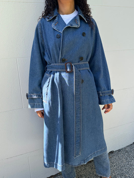 Max Mara Denim Trench Coat Size 44